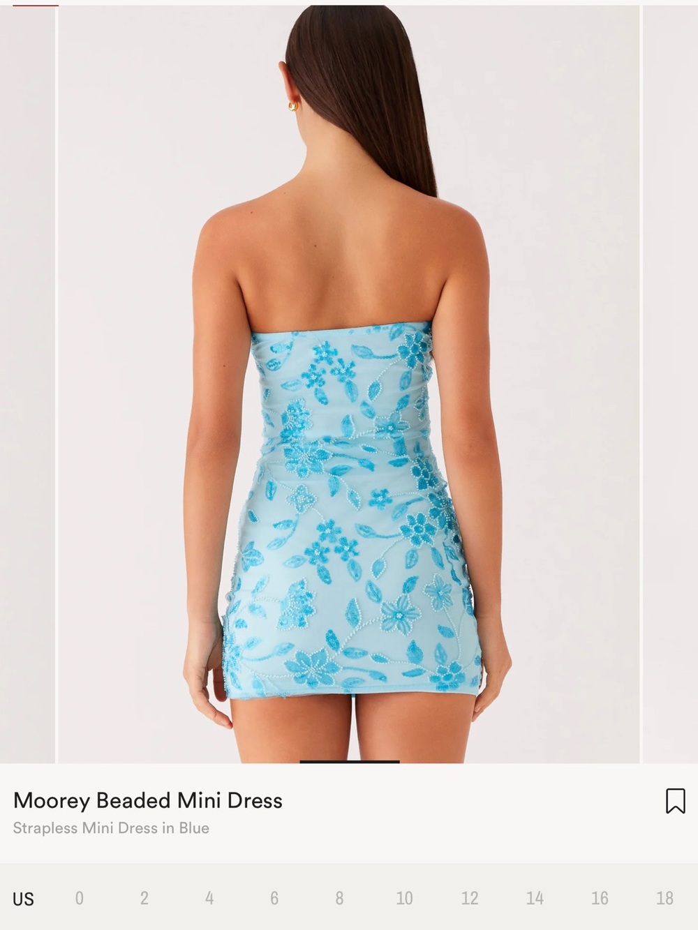 Moorey Beaded Mini Dress Strapless Blue NWT - Picture 2 of 6